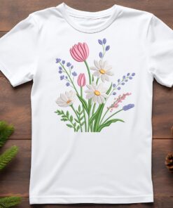 Alternative view of Spring Wildflower Bouquet – Floral Embroidery Design