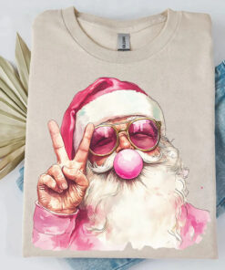 Retro Santa Christmas Blowing Bubble Shirt