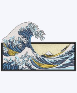 Wave Embroidery Design File – Japanese Ocean Art Stitch Pattern
